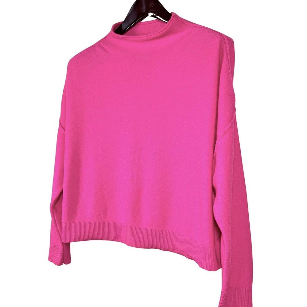 Pilcro Anthropologie Alani 100% Cashmere Mock-Neck Sweater Size M Bright Pink - Picture 5 of 10